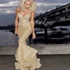 Luxury Golden Sequin Evening Dress 2024 Spaghetti Straps Mermaid Black Girls Prom Dress with Ruffles golvlängd plus storlek Formell födelsedagsfest klänning Vestidos