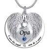 Unissex Angel Wing Birthstone Memorial Keepsake Ashes Urn Pendant Necklace 'Eu costumava ser o ângulo dele agora ele é meu' - 206j