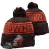 Cleveland''Browns''beanis Bobble Hats Baseball Ball Caps 2023-24 Projektant mody Bucket Hat Chunky Knit Faux PO Beanie Christmas Hat A6