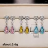 Dingle örhängen blomma vatten dropp blå kvinnor smycken länge hängande accessori crystal bröllop koreansk örhänge gratis vintage två väg