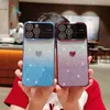 Cell Phone Cases Transparent Large Window Plated Side Heart Gradient Glitter Paper Phone Case For iphone 15 14 13 12 11 13 Pro Max Back Cover Q231130