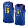 Koszulka koszykówki 15 Jokic Denver''nuggets'''2023-24 Blue Men Młodzież Kobiety S-xxl Sports City Jersey