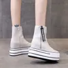 Stivali Stivali bianchi alla moda Sneakers alte con plateau Zip alla caviglia Femme Chaussures Femmes Aumento di altezza Scarpe sportive all'aperto 231129