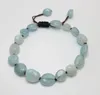 Strand Natural Aquamarine Nuggets Chips Pärlor Knutsladdarmband Justerbart