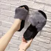 Slippers Otter konijnenhaar bont pantoffels klimplanten effen trendy platformschoenen vrouw uitloper gezellige slides korte merk veren slippers 231130