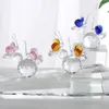 Objets décoratifs Figurines Art Double Papillon Animal Ornements en Cristal Bleu Rose Artisanat Cadeau d'anniversaire créatif Salon intérieur 231129