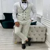 Białe smoking ślubny na płaszcz z pary modyfikową kamizelkę spodnie Slim Fit Suibum Wedding Cuur