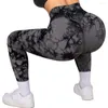 Kobiety legginsów Lady Cross Paski Fitness Fitness Fitness Pant Traw-Dye Printing Elastyczne skokowe spodnie do jogi Push Up Ruched Women Netging