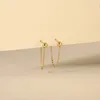 Stud Earrings Fine Trendy Jewelry Ball Bean Ear Long Drop Tassel 14K Solid Gold Chain For Women Daily Wear