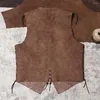 Gilets pour hommes Cowboys occidentaux de qualité équitation gilet en cuir haut vestes sans manches réversibles Vintage gilet en peau de mouton véritable