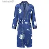 Men's Robes Men Robe Nightgown Long Sles Kimono Bathrobe Gown Silky Satin Dragon Print Pajamas Sleepwear Nightwear Gown Casual Home L231130