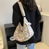 Nxy High Quality New Fashion Weave Female Canvas Tote Bag Lady's Shoulder Large Capacity Handbag Women's Travel Big 230424