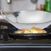 Pans Stainless Steel Wok Stir-Fry Pan Pow Induction Flat Bottom Japanese Saute Frying Griddle Cooking