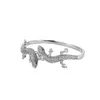 Bracelet lézard Animal en Zircon glacé pour hommes, Bracelets Hip Hop en cuivre, or blanc 14 carats, tendance