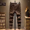 Mäns jeans modedesigner män högkvalitativ svart khaki elastisk stretch smal passform vintage koreanska casual denim byxor hombre