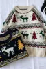 여자 스웨이터 여성 스웨터 O- 넥 커플 크리스마스 스웨터 사슴 점퍼 로브 풀 팜메 풀 오버 가을 겨울 남성 의류 여성 스웨터 231130
