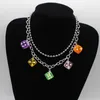 Choker Halsbänder Hip Hop Rock Multicolor Harz Würfel Doppel Schlüsselbein Kette Geometrische Anhänger Halskette Mädchen Täglich Schmuck Party DIY Handgemacht