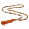 Chains Natural Stone Agate Beaded Buddha Head Pendant Necklace Handmade Tassels European And American Fashion Trend Sweater