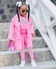 Clothing Sets Autumn Winter Girls Jackets Casual Coat T shirt Tight Pants 3 pcs Set Warm Long Kids Girls Clothes For 4 5 6 7 231130