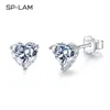 Oor manchet 1CT oorbellen hart gemaakt diamant steen echt 925 zilveren vrouwen elegante luxe kleine CZ verharde studs sieraden cadeau 231129