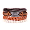 Link Bracelets 1Set 3/4Pcs Leather Bracelet Men Multi-layer Bead Women Punk Casual Men's Jewelry Accessories Homens Pulseira