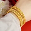 Bracelet plaqué or 24 carats à trois lignes, perles, vente en gros, couleur pure, manchette parlante, accessoires de bijoux de mariage