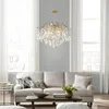 Chandeliers Crystal Chandelier Raindrop Crystals Light Modern Pendant Lighting E12 Base 6-Lights Shine Gold Finish