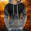 Herren-Kapuzenpullover, bedruckt, Herbst-Winter-Tops, dunkelgrau, warm, lässig, langärmelig, taillierter Schnitt, Kordelzug, Herren-Kapuzenpullover, verstellbar mit Taschen