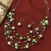 Orecchini di collana set da donna estate matrimonio ghiottino perle in pietra naturale in argento multistrato a pendente girocollo boho boho