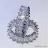 バンドリングEkopdee Luxury Band Zircon Rings for Women Eternity Promise Crystal Finger Ring Engagement Wedding Jewelry Love Gift R231130