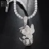 Hiphop isad bling kubik zirkon cz bönor halsband hängen för män smycken med tenniskedja y1130242b