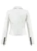 Womens Leather Faux Spring Autumn Women Moto Biker White Jackets Kvinna Vintage Black Pu High Street Dragklappar Rockar kläder 231129