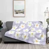 Blankets Swaddling Throw Blankets 70s-Retro-Flower-Power Bed Blanket Warm Lightweight Flannel Blankets for Couch Bed Sofa Lavender Flower Bedcovers R231130