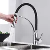 Chrome Rubber Kitchen Kaucet Mixer Tap Rotation Draw Ned Stream Sprayer TAPS Cold Water Tap With Single Tecken Kitchen Tap255w