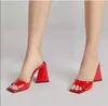 Pink High Chunky Heel Slippers Candy Color Fashion Peep Toe Lady Summer Slides Womens Sandals Shoes Plus Size 35-42