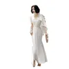 Festklänningar Vita aftonklänningar 2023 Summer Empr Banket Fairy Style Long Style Celebrity Sexiga klänningar för kvinnor