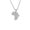 Collane con ciondolo Hip Hop Micro pavimentato CZ Stone Bling Out Africa Mappa Pendenti per uomo Gioielli Rapper Colore oro argento Ciondolo pendenteCiondolo