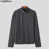 Maglioni da uomo INCERUN Top stile coreano uomo solido semplice sciarpa collo design maglione trama verticale maglione lavorato a maglia a maniche lunghe S-5XL 231130