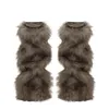 Gaiters Vintage Faux Fur Leg Warmers Furry Boots Cover Socks Winter Thickened Plush Girl Jk Punk Hiphop Cosplay Accessories 231129