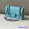 Franse dames klassieke dubbele klep gewatteerde lamskijnzakken Apple Green vroege voorjaar luxe portemonnee zilveren metalen hardware matelasse keten multi pochette handtassen 25 cm 25 cm