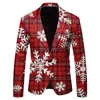 Garnitury męskie Hoo 2024 Autumn 3D Fun Printing Blazer Youth Christmas Casual Thin