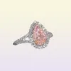 Äkta högkvalitativa rosa härliga puls droppformade simulering Moissanite Wedding Engagement Woman039S Ring57862057332008