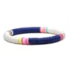 Strand 6mm Two Tone Polymer Clay Heishi Beads Stretch Bracelet Women Girl Purple Blue Red Eco-friendly Records Discs Cute Surf Jewelry