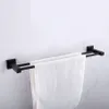 Accessoires de salle de bains, porte-serviettes carré noir mat en acier inoxydable, barre de porte-serviettes murale 1 barre 2 bar235C