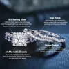 Wedding Rings she 3 Pcs Set for Women 925 Silver 2 6Ct Princess Cut White Blue AAAAA CZ Luxury Bridal Engagement Jewelry 231129