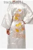 Erkekler lacivert Geleneksel Çinli Erkekler Saten İpek Çöp Çekirdeği Ejderha Kimono Bath Gown Nightwear S M L XXL XXXL MR024 L231130