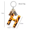 Favor Letter Nyckelkedjor Tillbehör för kvinnor Girls Gold Initial Key Ring Acetate Leopard Print Pendant Car Keys Decoration TT0430