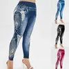Leggings femininas S-2xl Mulheres de cintura alta calça jeans 3D Impresso Fitness Slimming Gym Sports Running Wear