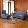 Coprisedie Copridivano elasticizzato in 2 pezzi jacquard damascato Copridivano blu grigiastro per divano del soggiorno Q231130
