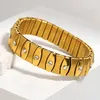 Armreif AENSOA Stilvolle Punk-elastische Seil-geometrische Edelstahl-Armbänder-Armbänder für Frauen-Mann-18K Gold überzogener Unisex-Schmuck